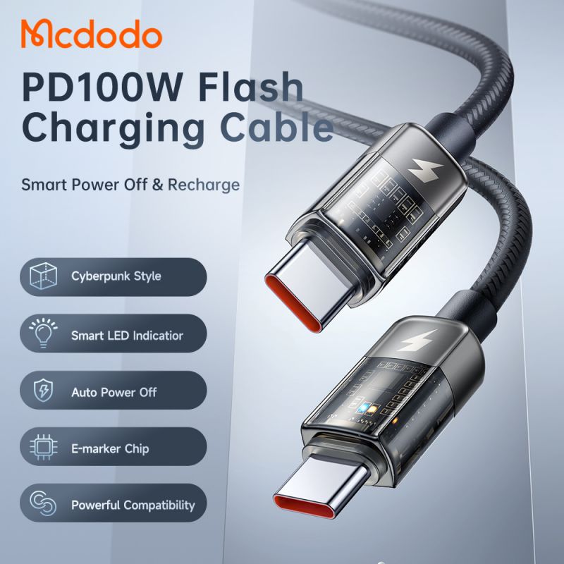 کابل شارژ هوشمند تایپ سی به تایپ سی 100 واتی مک دودو مدل MCDODO CA-2840 