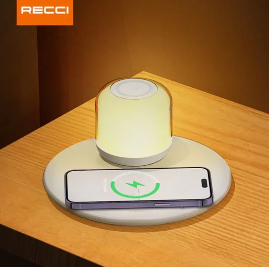 چراغ و شارژر وایرلس رومیزی 15 وات رسی Recci Shadow Wireless Charger RLS-L17 - Image 2