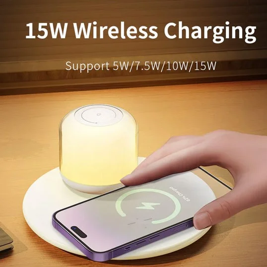 چراغ و شارژر وایرلس رومیزی 15 وات رسی Recci Shadow Wireless Charger RLS-L17 - Image 3