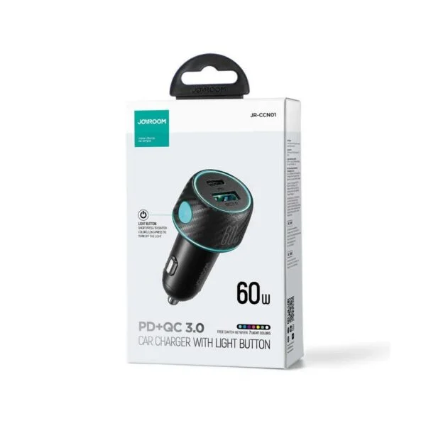شارژر فندکی فست شارژ دو پورت 60وات جویروم JOYROOM CAR CHARGER 60W JR-CCN01