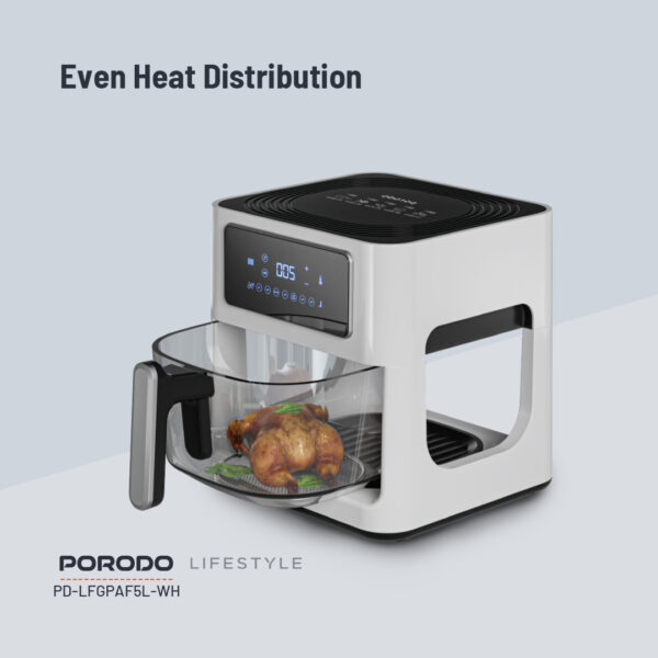 Porodo LifeStyle 5L Glass Pot Air Fryer White 2